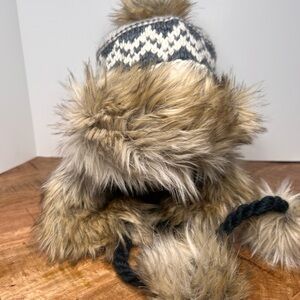 American Eagle Outfitters Faux Fur Hat with Pom Pom